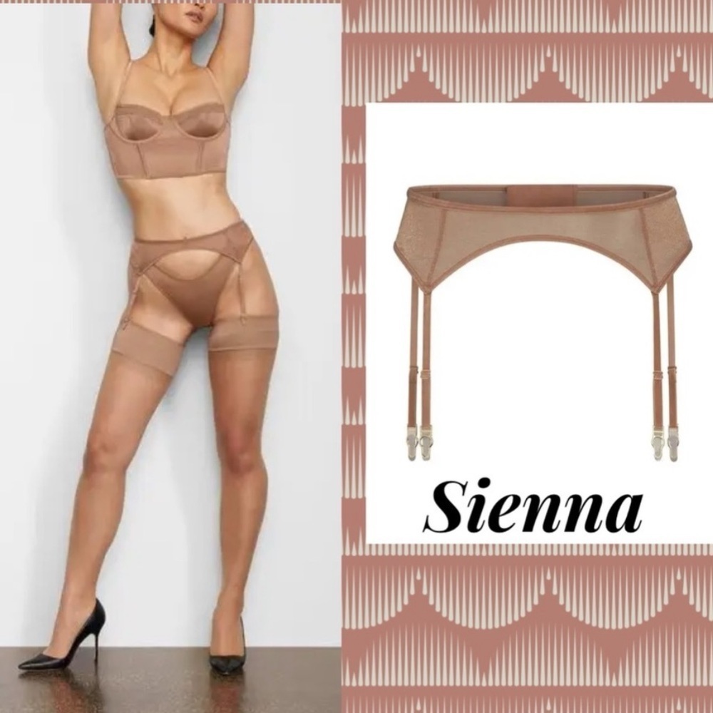 NWT SKIMS Glissenette Garter Belt in Sienna Sz XL